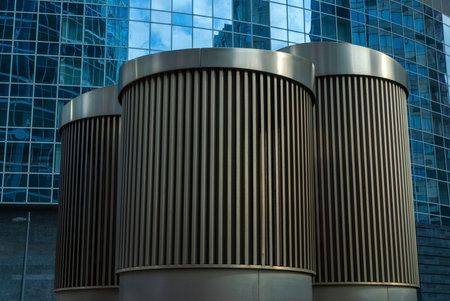 Aboveground vent booth of ventilation shaft for deep basement of Moscow City skyscrapers, Moscow 06/28/2020のeditorial素材