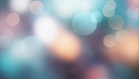 Blurry background of bokeh lights, rainy day soft focus cityscape in teal orange colors