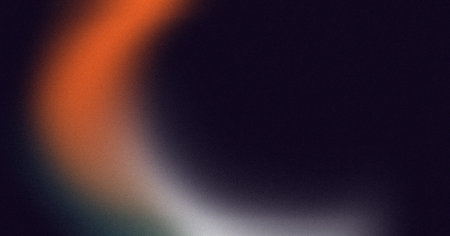 Abstract wave gradient background, orange white black banner, noise texture effect, place for text
