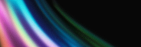 Dark grainy background green blue purple black abstract banner glowing color flow noise texture copy spaceの写真素材