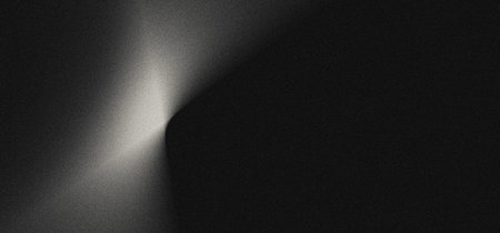 Gray black white glowing abstract gradient shape on black grainy background minimal header cover poster design copy spaceの写真素材