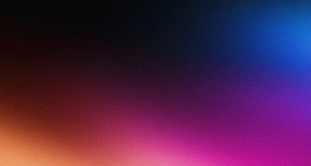 Dark grainy color gradient background purple red orange blue black glowing banner header abstract designの写真素材