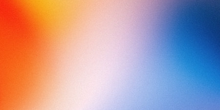 Grainy color gradient background orange purple blue yellow abstract noise texture retro banner backdropの写真素材