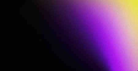 Yellow purple vibrant grainy banner background abstract color flow wave dark noise texture cover poster design, copy spaceの写真素材