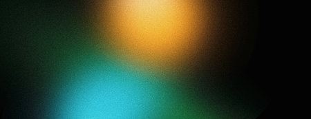 Abstract grainy banner background yellow blue color flow grainy wave dark noise texture cover poster design, copy spaceの写真素材