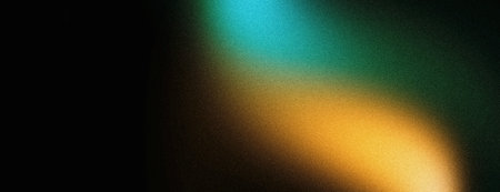 Abstract grainy banner background yellow blue color flow grainy wave dark noise texture cover poster design, copy spaceの写真素材
