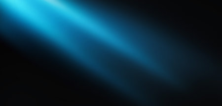 Blue light rays on dark blue background, abstract glowing gradient banner backdrop designの写真素材