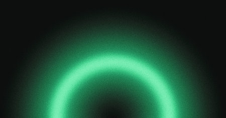 Glowing green light ring black background grainy gradient, noise texture poster banner backdrop abstract designの写真素材