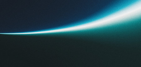 Light blue glowing abstract ray spotlight wave dark grainy background noise texture banner designの写真素材