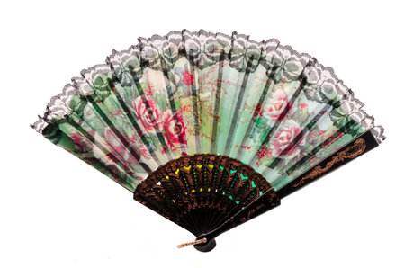 fan, female accessory on a white backgroundの写真素材