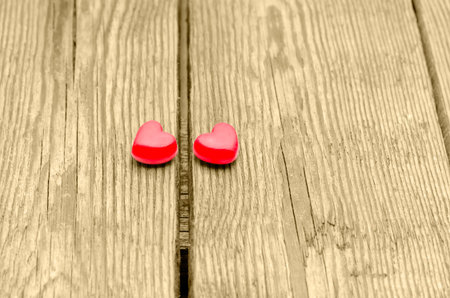 heart on a wooden tableの写真素材