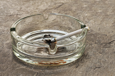 ashtray with a cigaretteの写真素材