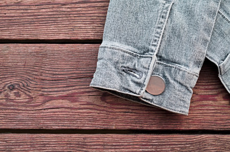 sleeve of a jeans jacketの写真素材