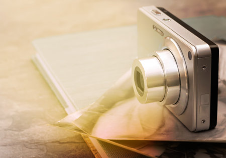 camera and old photosの写真素材