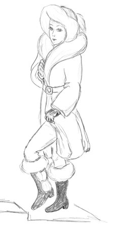 fashionable women sketchの写真素材