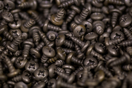 texture of bulk nails close-up in a construction storeの写真素材