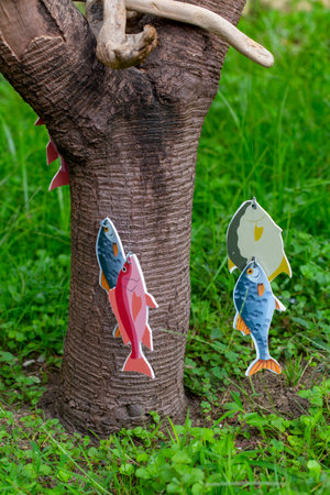 unusual wood decor in the form の写真素材