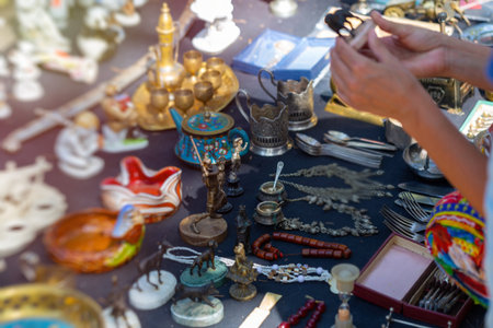 various vintage vintage things, gifts at the flea marketの写真素材