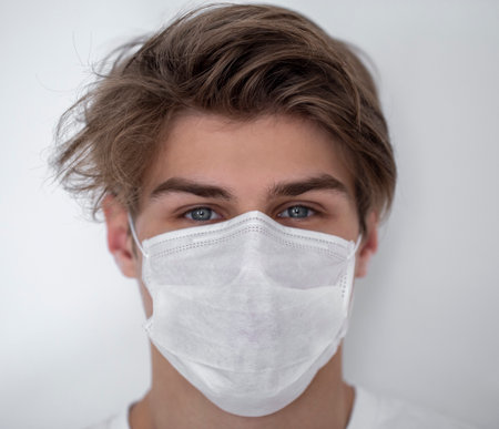 a man in a protective medical mask. prevention of viruses.coronavirusの写真素材
