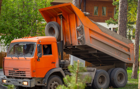 a construction machine is working on a construction siteの写真素材