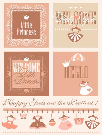 Greeting card design with pattern. Flat style illustration.のイラスト素材