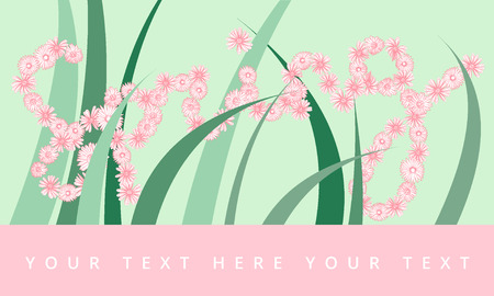 Spring Banner with Floral Letters. Editable Vector Banner for you needs.のイラスト素材