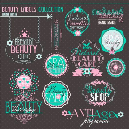 Vintage Labels Set for Beauty and Health Industryのイラスト素材