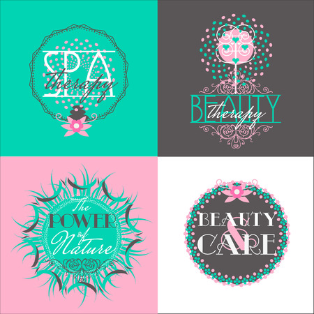 Vintage Labels Set for Beauty and Health Industryのイラスト素材