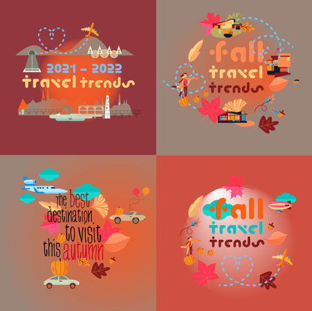 Mountains River Travel Hiking Trip Explore Adventure Icon Setのイラスト素材