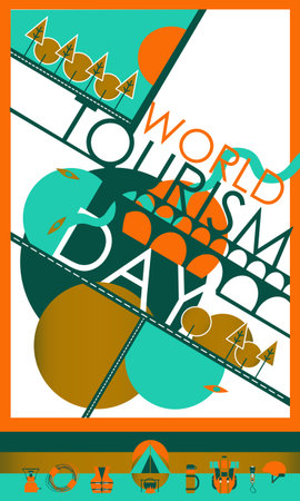 World Tourism day banner design template travel vacation trip adventure. Vector illustrationのイラスト素材