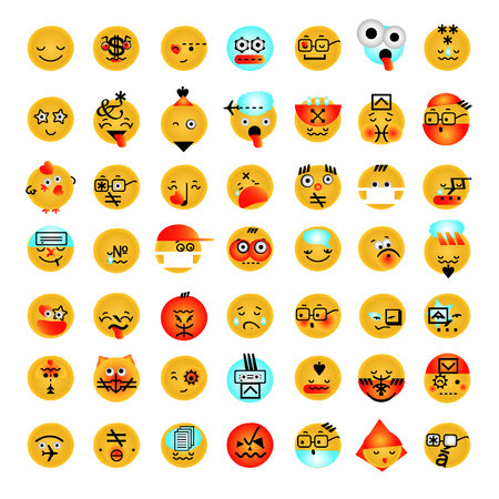 emoji vector set design icon communication illustration smile signs. Vector illustrationのイラスト素材