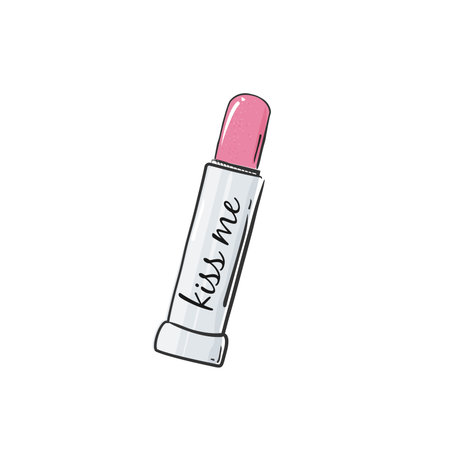 Pink lipstick isolated on white background. Cosmetic product. Vector illustration.のイラスト素材