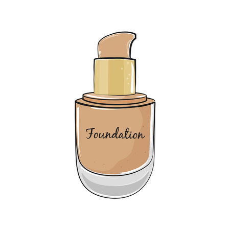 Beige foundation for skin make up in elegant bottle isolated on white background. Vector illustration.のイラスト素材