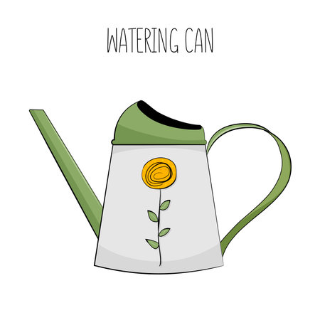 Watering can isolated on white background. Vector illustration.のイラスト素材