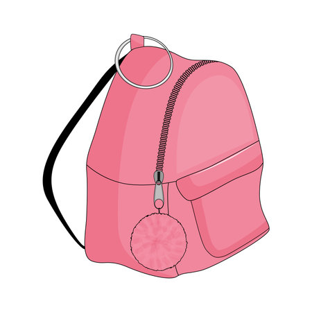 Pink backpack isolated on white background. Vector illustration.のイラスト素材