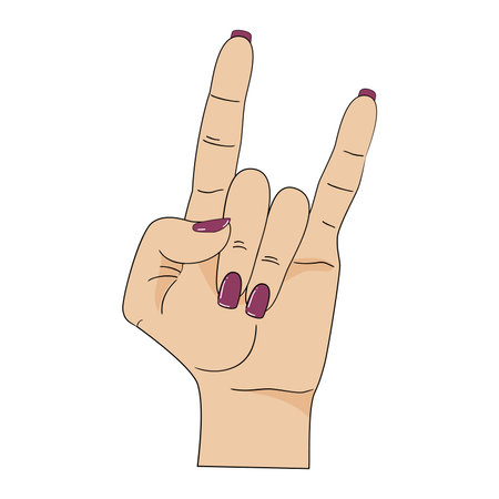 Rock on gesture female hand. Vector illustration.のイラスト素材