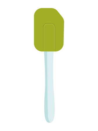 Silicone green spatula kitchen tool. Vector illustration.のイラスト素材