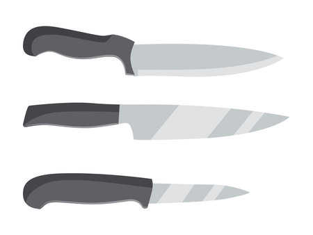 Kitchen knives set isolated on white background. Vector illustration.のイラスト素材