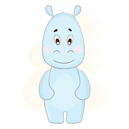 Cute hippo baby in cartoon style. Vector illustration.のイラスト素材