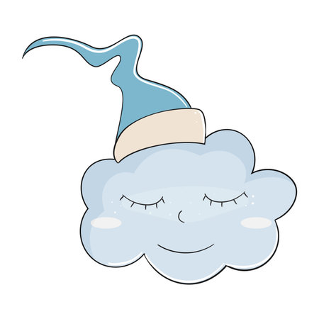 Cute cartoon sleeping cloud. Stock vector illustration.のイラスト素材