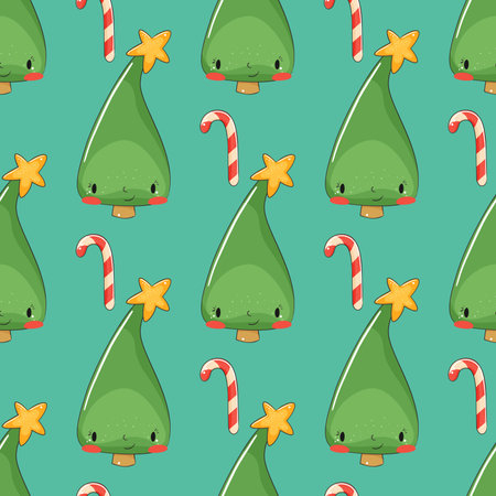 Cute merry christmas seamless pattern. Vector illustration.のイラスト素材