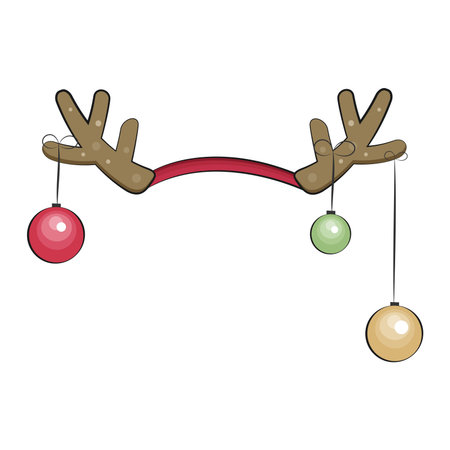 Christmas deer horns with xmas balls. Vector illustration.のイラスト素材