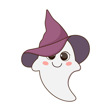 Cute halloween ghost on white background.のイラスト素材