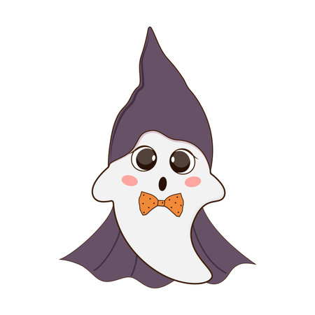Cute halloween ghost on white background.のイラスト素材