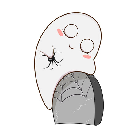 Cute halloween ghost on white background.のイラスト素材