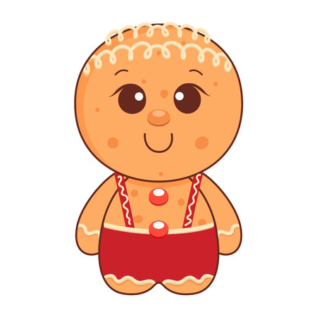 Cute merry christmas gingerbread man. Vector illustration.のイラスト素材