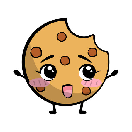 Cute kawaii sweet cookie in cartoon style. Vector illustration.のイラスト素材