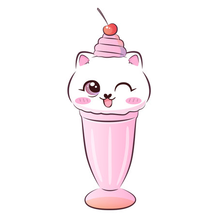 Cute sweet kitty cat in ice crem. Vector.のイラスト素材