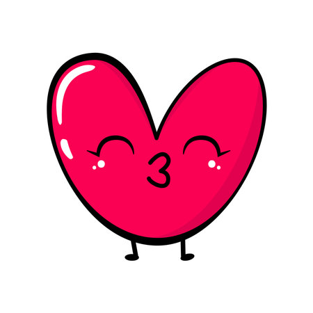 Cartoon heart . Kawaii character stickers pack.のイラスト素材