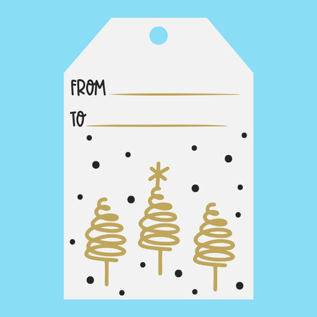 Merry Christmas hand drawn gift tag. Vector illustration.のイラスト素材